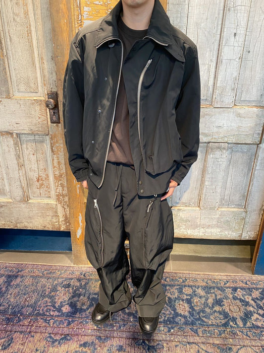 DVN AW24 Asymmetric Cocoon Zip Jacket - Nylon Utility Pants Set Oversized Pocket - Donclickin