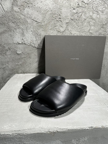 Rick Owens Sheepskin Loafer Slipper Dark Vibe Bread Shoes Flip-Flop