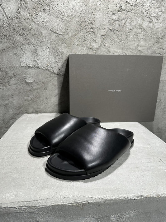 Rick Owens Sheepskin Loafer Slipper Dark Vibe Bread Shoes Flip-Flop