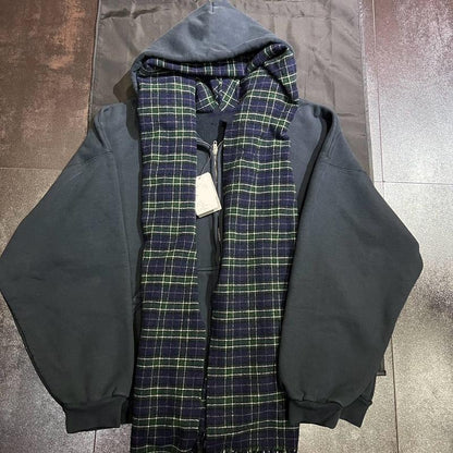 Custom-made Parisian 24FW Runway Zip Hoodie – Plaid Scarf Jackets