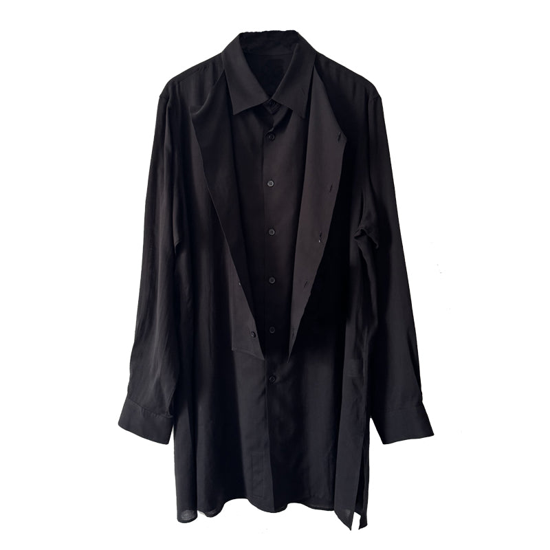 Yohji Darkwear Shirt - Double Placket Court Collar Blouse (Core Collection)