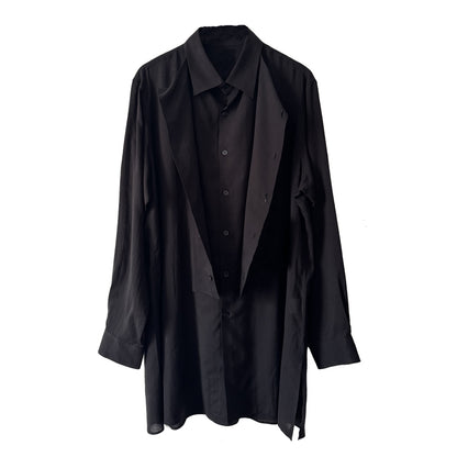 Yohji Darkwear Shirt - Double Placket Court Collar Blouse (Core Collection)