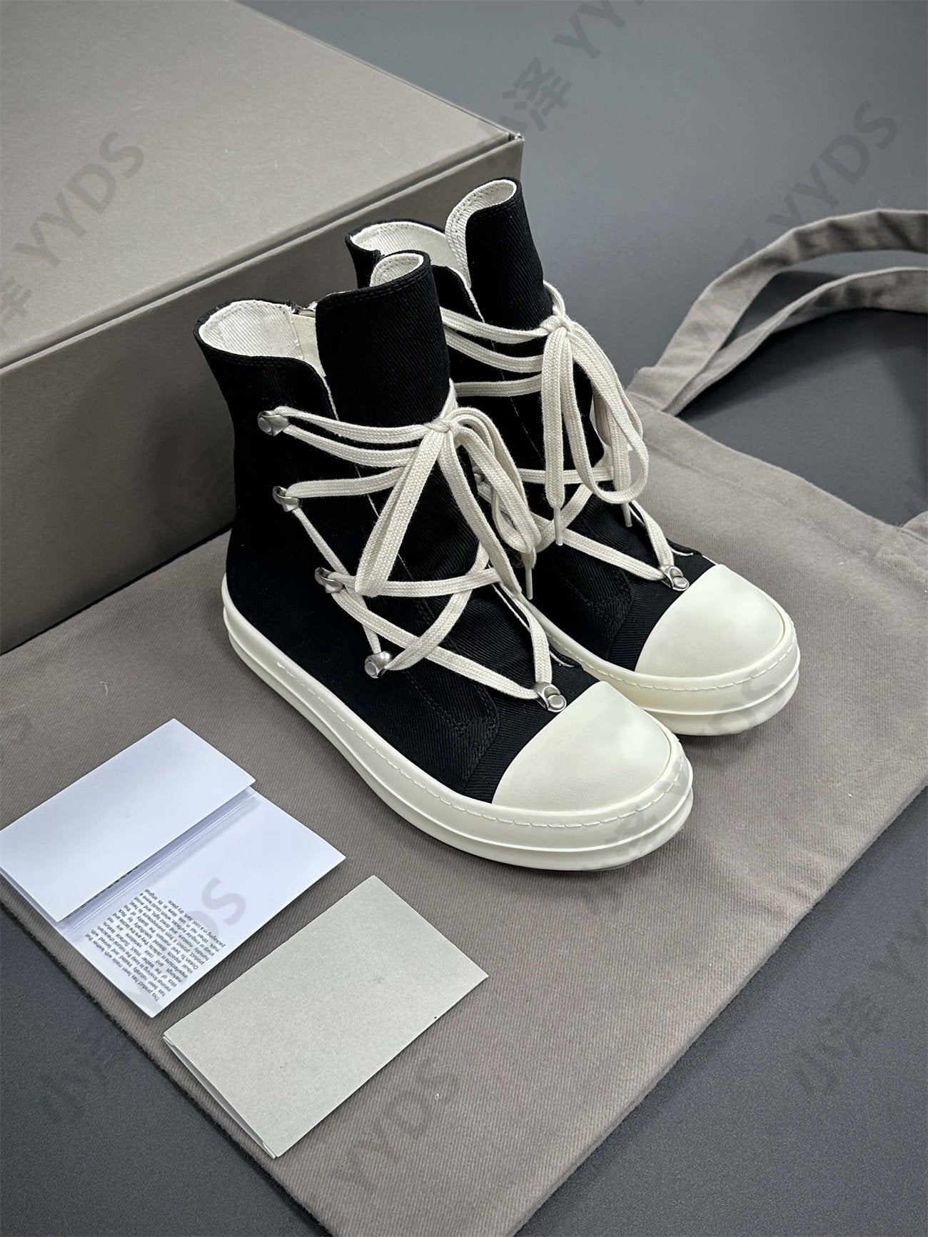 Self-made Pentagram Rick Owens DRKSHDW Sub-line High-top Canvas Gothic Shoes