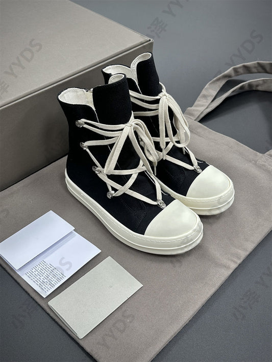 Self-made Pentagram Rick Owens DRKSHDW Sub-line High-top Canvas Gothic Shoes