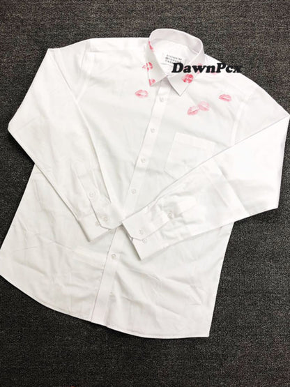 Maison Red Lips Print Shirt - Pure Cotton Margiela External Stitching