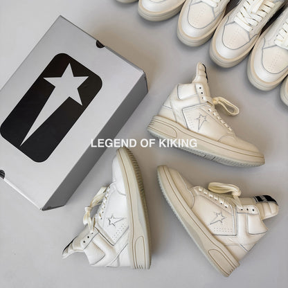 RO High-Top Leather Sneakers - Rick Owens Round-Toe Lace-Ups