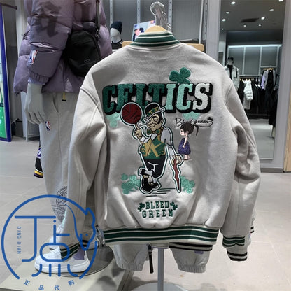 JACK&JONES 23FW x NBA Boston Celtics Jacket - Wool Blend Varsity Green - Size avaliable XS ~2XL