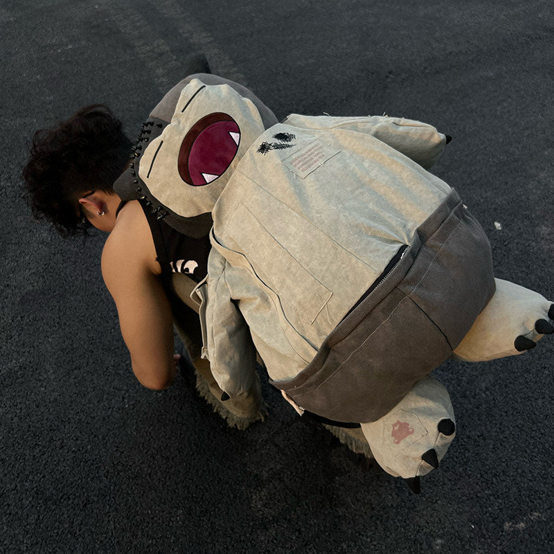 Snorlax Graphic Canvas Tote Bag - Anime Streetwear - SNORLAX