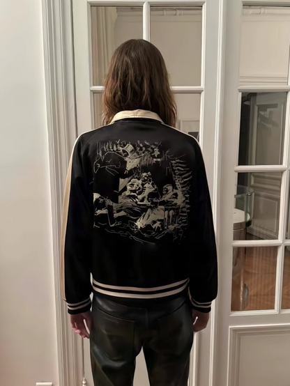 ERD AW24 ’Opium Den’ Varsity Jacket - Silk Court Embroidery Baseball Coat