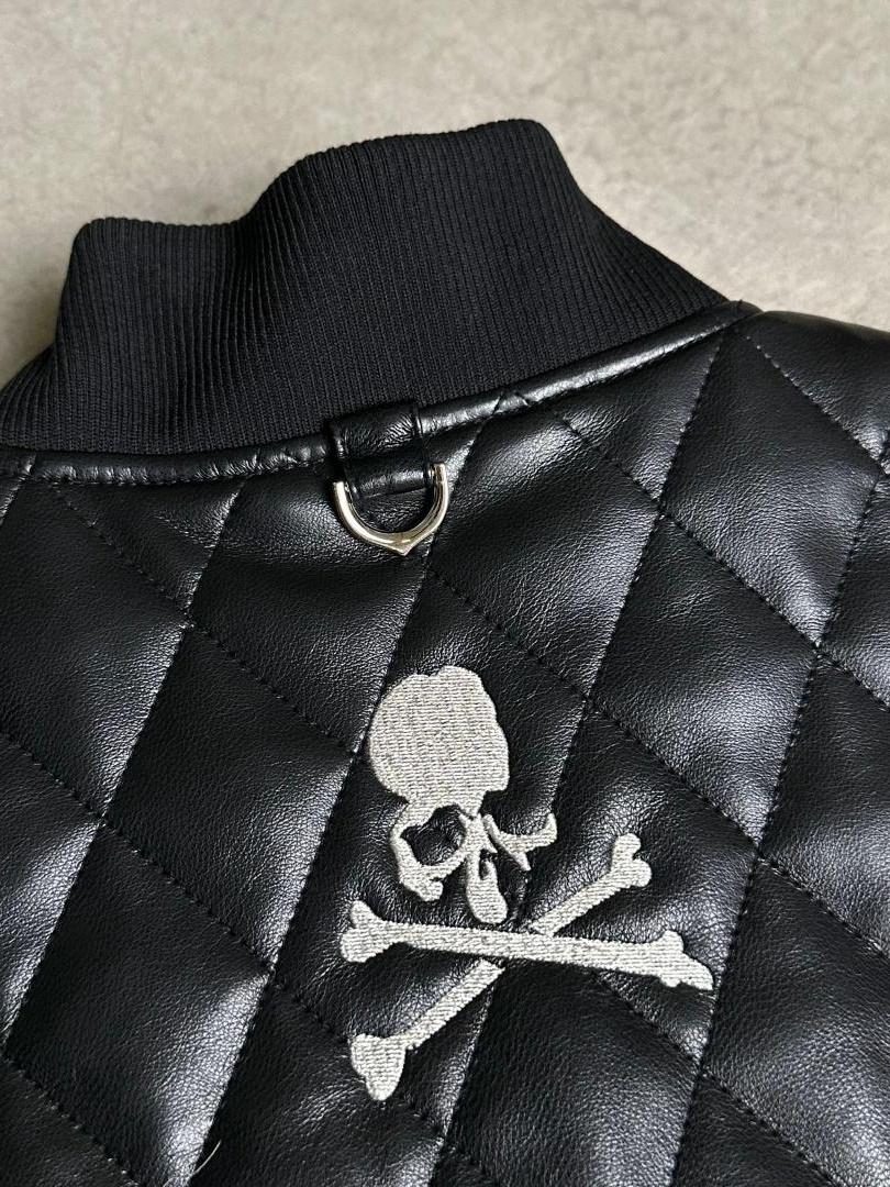 Mastermind Japan Embroidered Skull Leather Jacket - Biker Style Motorcycle Coat