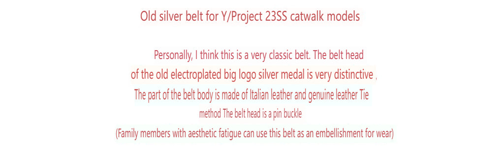 Y/Project 23SS Runaway Distressed Silver Plaque Genuine Leather Belt