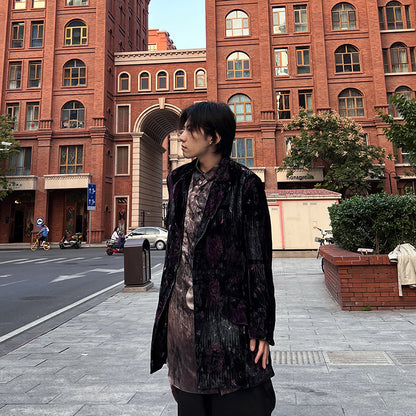 Yohji Nomad Velvet Blazer - Central Asian Traveler Collection Purple Silk Jacket