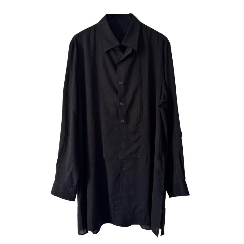 Yohji Darkwear Shirt - Double Placket Court Collar Blouse (Core Collection)