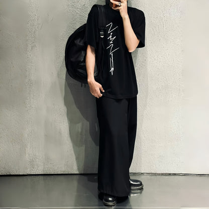 Yohji Logo Print Tee - Heavyweight Honeycomb Fabric Short Sleeve