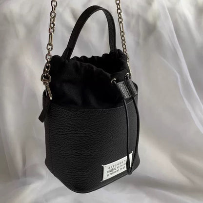 MM6 Chain Bucket Maison Margiela Bag - Classic Leather Tote 5AC - Black