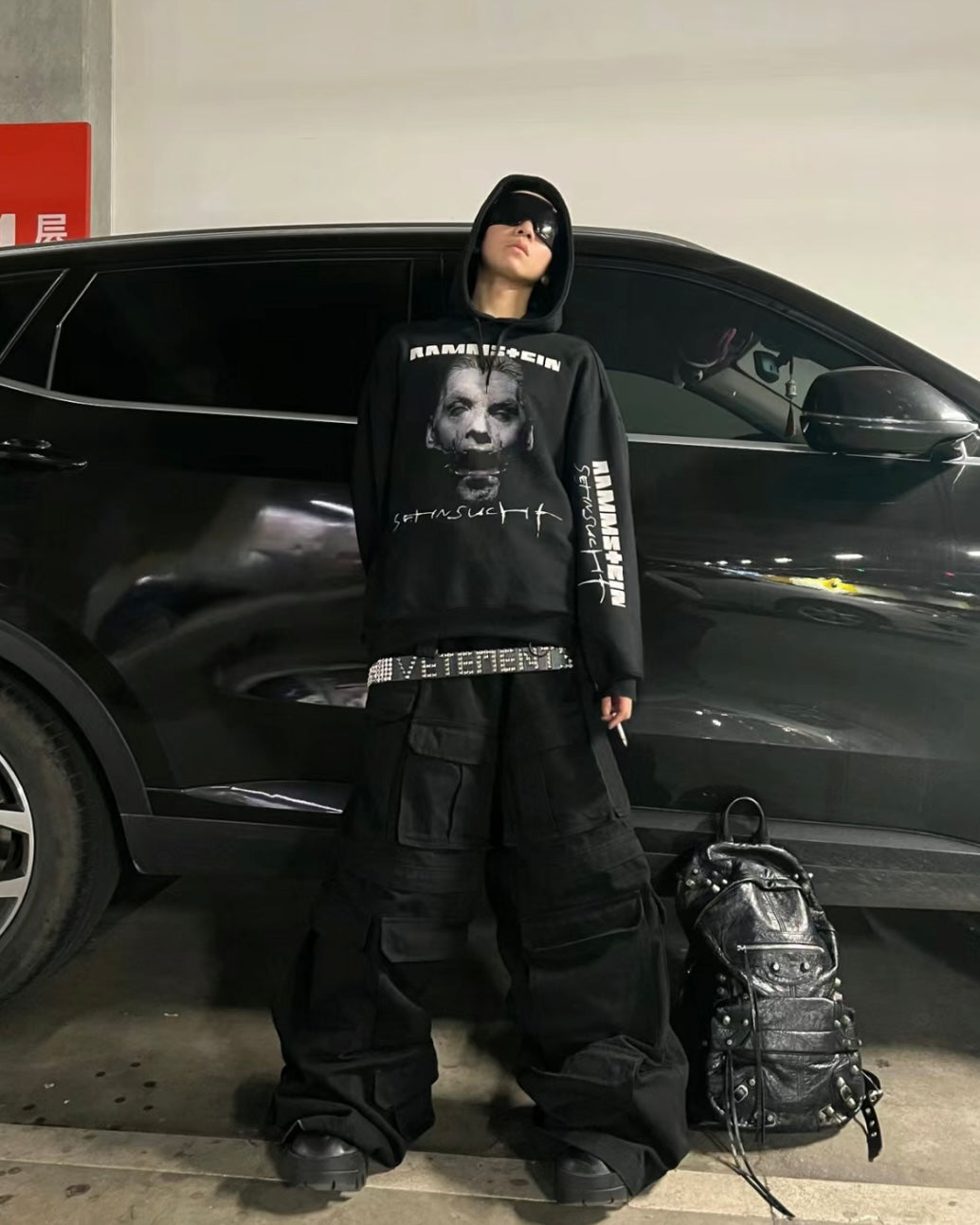 German Rammstein Vetement VTM Black Dark Punk Oversized Hoodie Jacket
