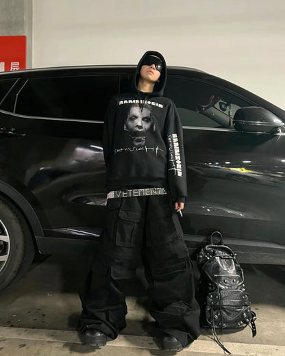 German Rammstein Vetement VTM Black Dark Punk Oversized Hoodie Jacket