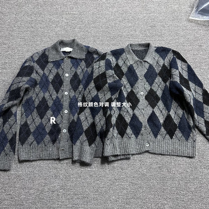 donclic Blue-Grey Mohair Wool Vest -Diamond Our Legacy Knit Relaxed Fit Cardigan