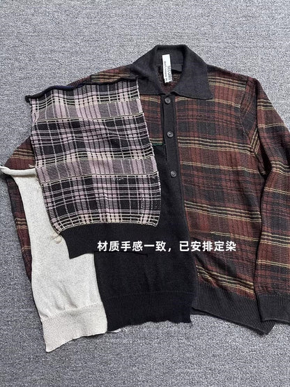 Our Legacy Evening Polo Hemp Check Knitwear - Malard Colorway Striped