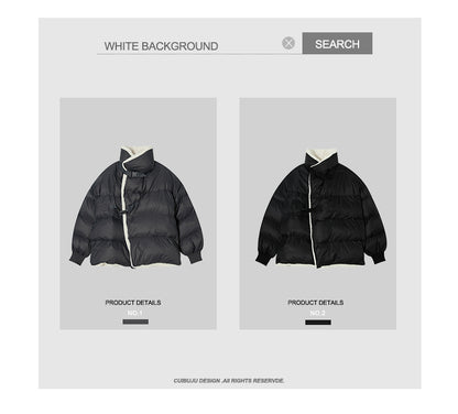 Donclickin Minimalist Shearling Cotton Jacket – Korean Oversized Turn-Down Collar