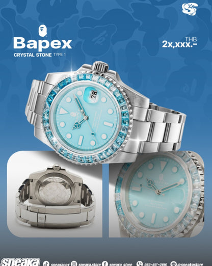 TYPE-1 BAPEX "EMERALD ICE" Mechanical Watch - Tiffany Blue Diamond Edition -  