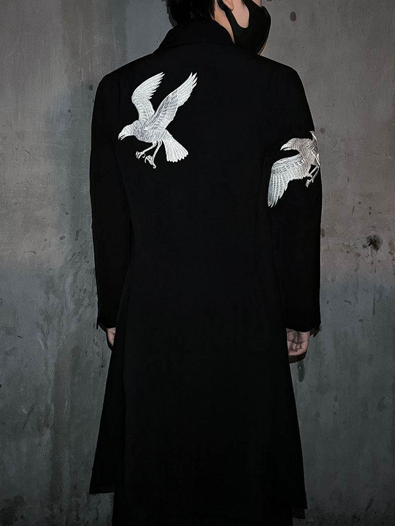Yohji Yamamoto Dark 21AW Long Blazer Coat Dual Crow Embroidery on Back
