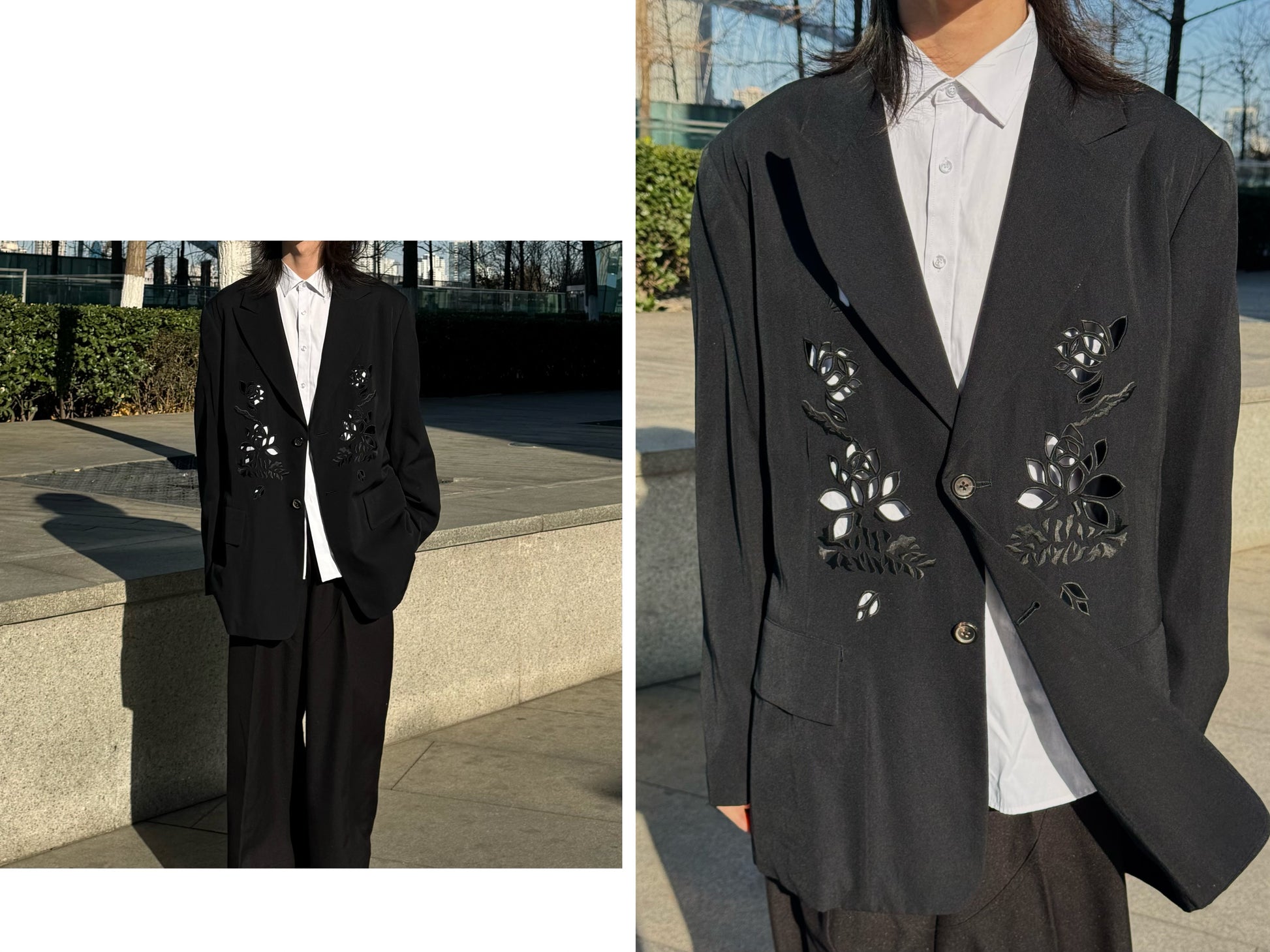 Yohji ’Flower & Youth’ Wool Blazer - Lotus Cut-Out Detailing