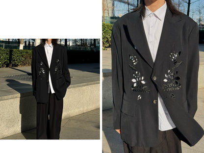 Yohji ’Flower & Youth’ Wool Blazer - Lotus Cut-Out Detailing