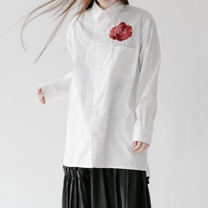 Donclickin Yohji Yamamoto Floral Embroidered Shirt - Night Blooming Rose Cotton