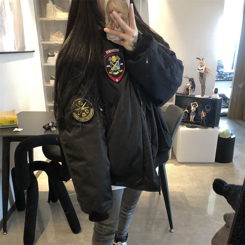 VETEMENTS 19aw Magic Tape Embroidered Flight Jacket Cotton Bomber Down Profile