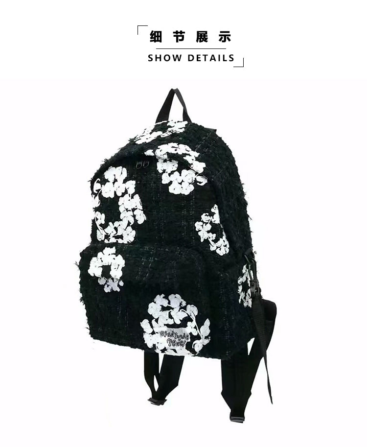 READYMADE x Denim Tears Collaboration Chanel-Style Backpack Intricate Embroidery - Black
