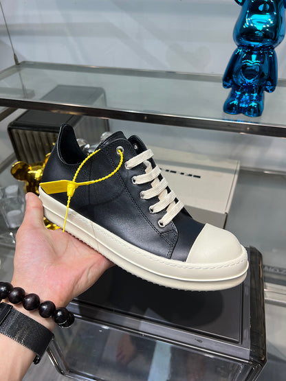 Rick Owen Low-Top Leather Platform Sneaker RO Dark Elevated Sole Casual Shoes