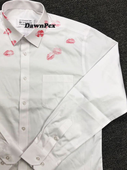 Maison Red Lips Print Shirt - Pure Cotton Margiela External Stitching