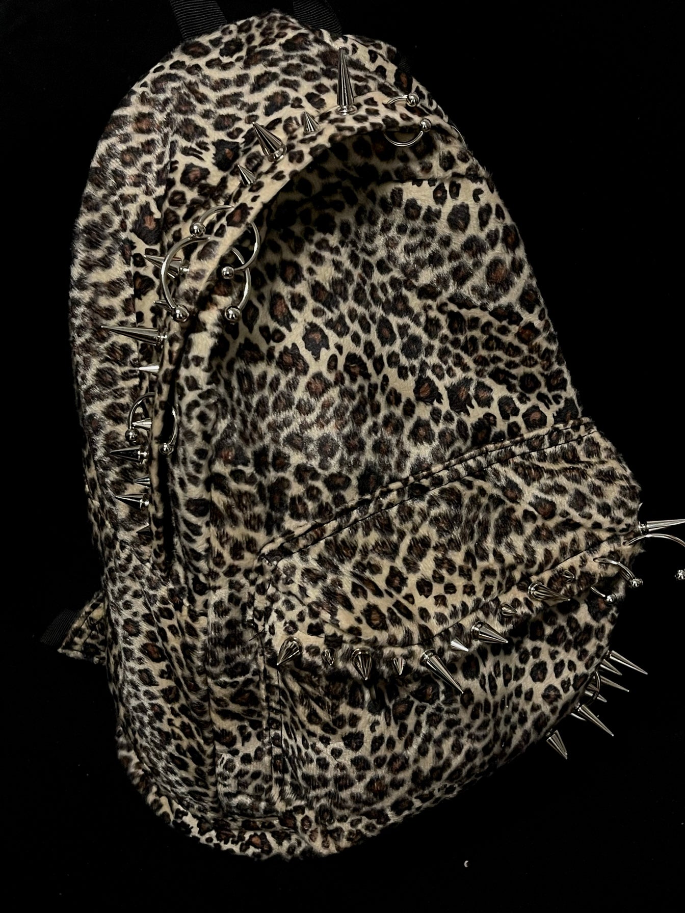 Donclick Playboi Carti Opium Punk Studded Leopard Print Backpack /Black Edition - Leopard