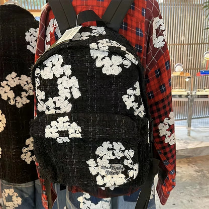 READYMADE x Denim Tears Collaboration Chanel-Style Backpack Intricate Embroidery - Black