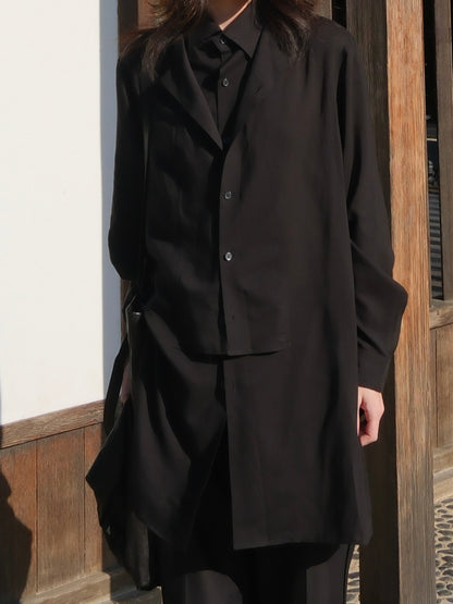 Yohji Darkwear Shirt - Double Placket Court Collar Blouse (Core Collection)