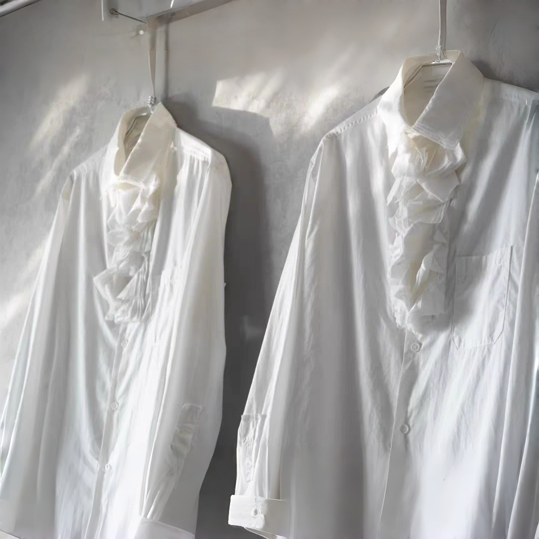 Self-made Yohji Medieval Court Shirt - Triple Collar Floral Print Cotton Blouse - Donclickin