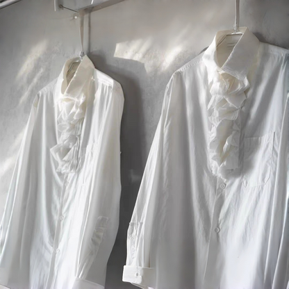 Yohji Medieval Court Shirt - Triple Collar Floral Print Cotton Blouse