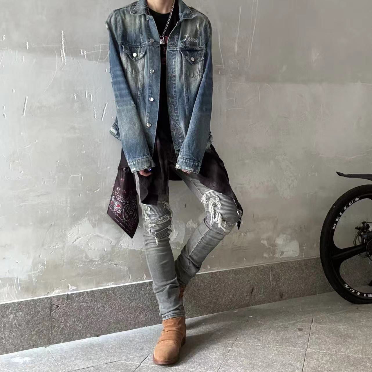 AMIRI Heartbreak Lovers Denim Jacket - Embroidered Washed Highstreet