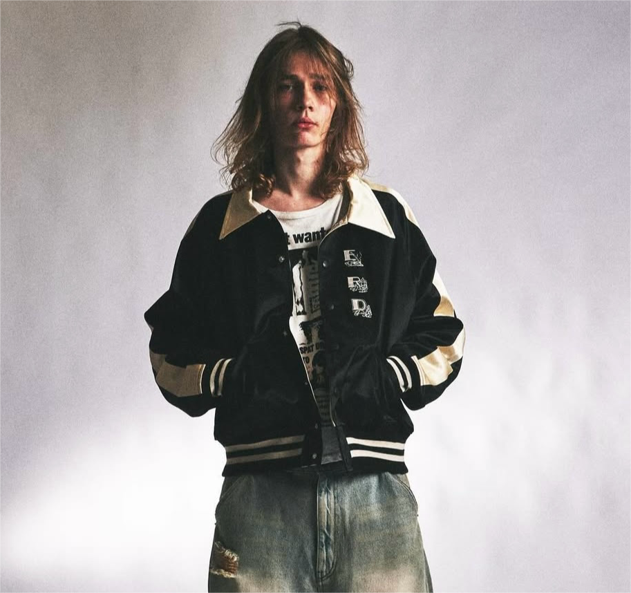 ERD AW24 ’Opium Den’ Varsity Jacket - Silk Court Embroidery Baseball Coat