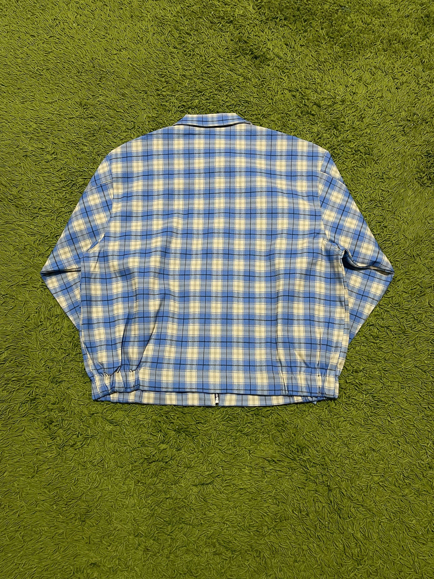 Stussy 24SS Blue Plaid Collared Coach Jacket – Retro Coats Casual Outerwear
