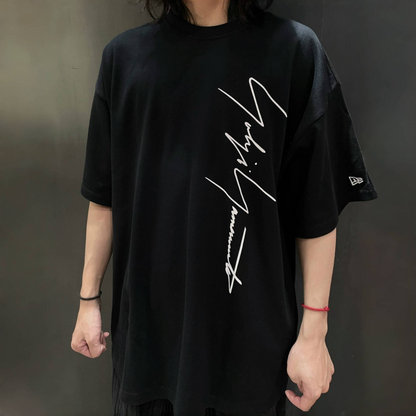 Yohji Logo Print Tee - Heavyweight Honeycomb Fabric Short Sleeve