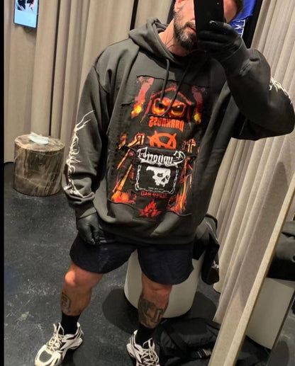 Vetements ’Anti-Tradition’ Heavy Embroidery Patch Distressed Hoodie