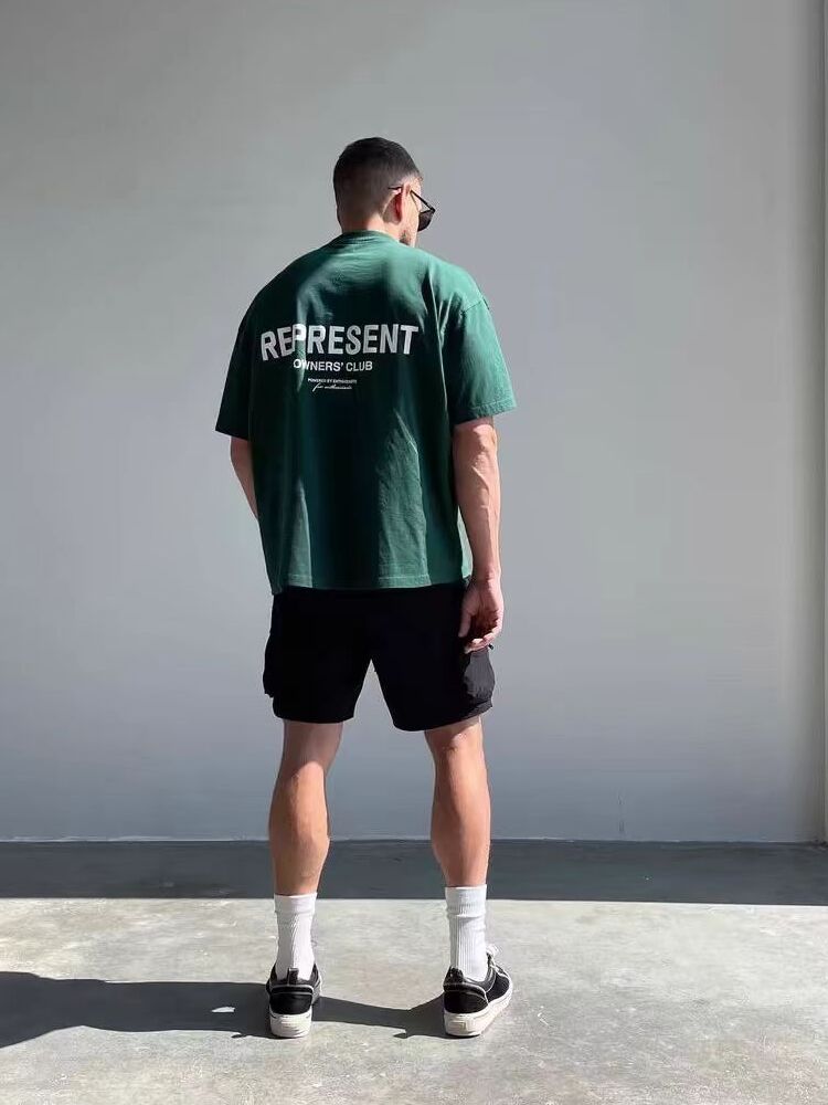 REPRESENT Washed Distressed Doberman Shark Short-Sleeve T-Shirt FOG