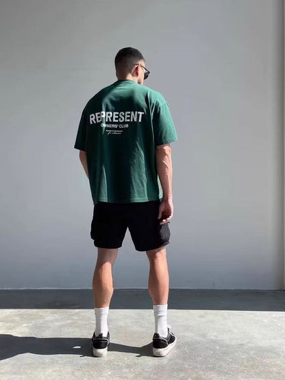 REPRESENT Washed Distressed Doberman Shark Short-Sleeve T-Shirt FOG