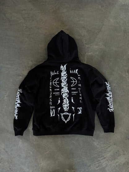 Vetements Oversized Hoodie J’adore Hardcore Patchwork Black Patched Logo