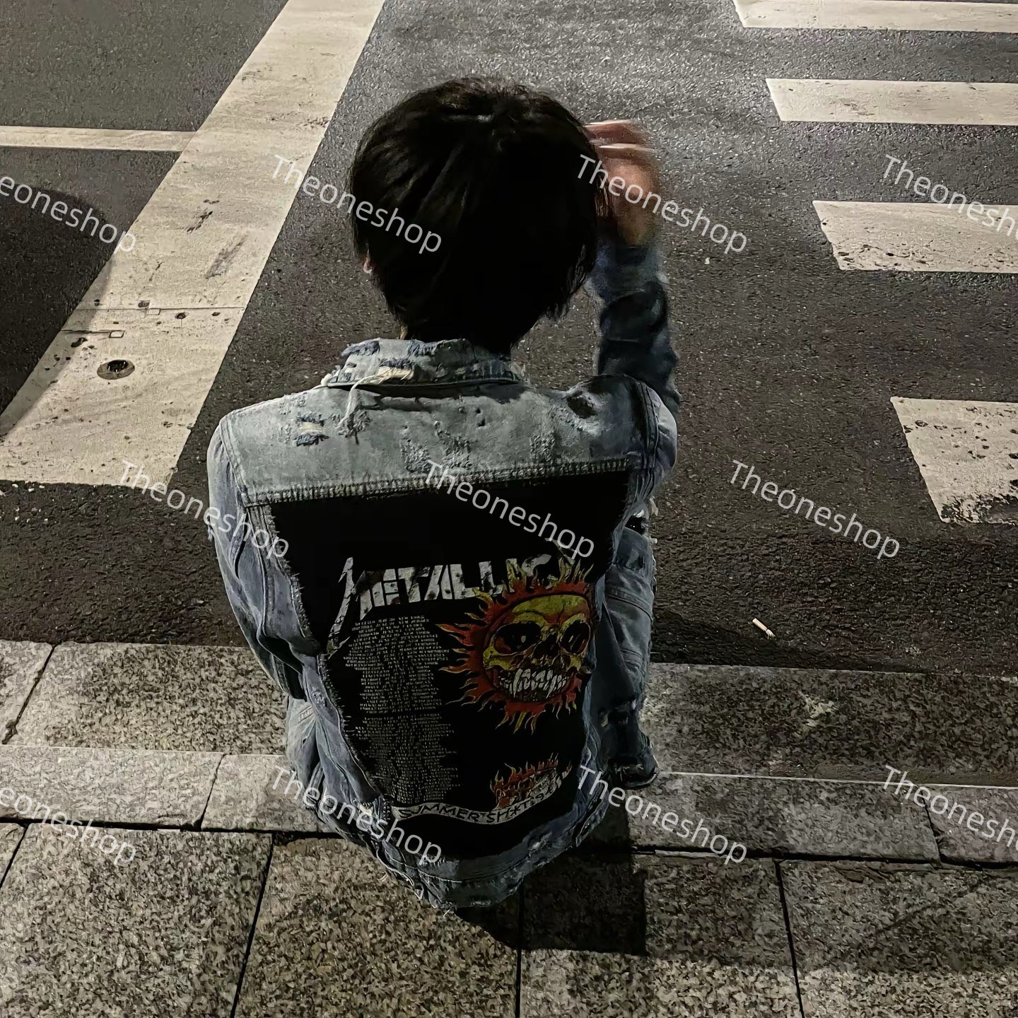 AMIRI 16OG Patchwork Back Kill Denim Jacket Metallica High-Street