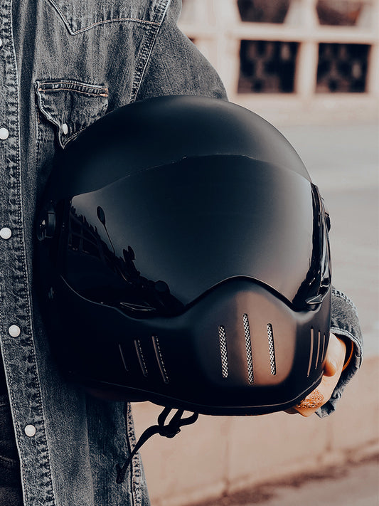 Full Coverage Retro Motorcycle Helmet Cruiser Bike Full-Face All-Season Racing - Donclickin