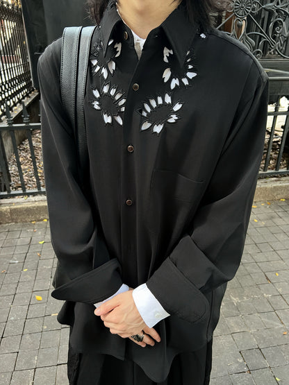 Yohji ’Flower & Youth’ Wool Shirt Jacket - Cherry Blossom Cut-Out Detailing
