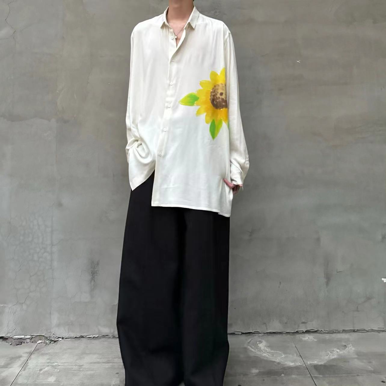 Yohji Yamamoto – Floral “Flowers & Youth” Sunflower Print Rayon Shirt
